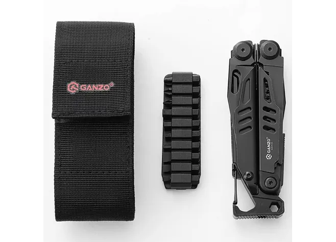 Мультитул Ganzo G305B, (18.2 см) 17 функций + биты и чехол Фото 3